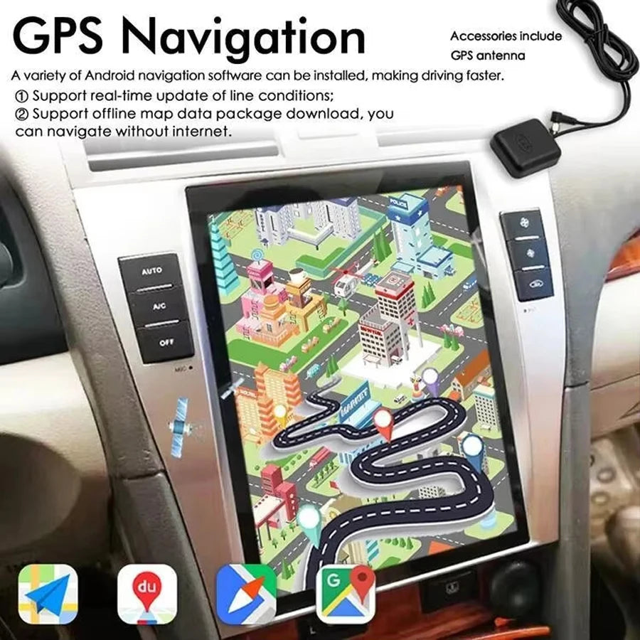 DSP GPS Screen For Toyota Camry 2008-2011 Radio Android 15 Carplay WiFi 4G Navigation Ster