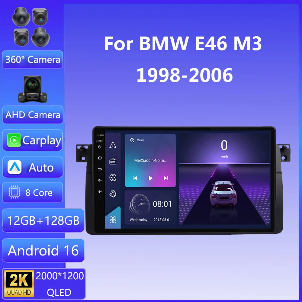 Android 16 Car Radio For BMW E46 M3 1998-2006 Carplay Auto Multimedia Video Player 2Din 4G