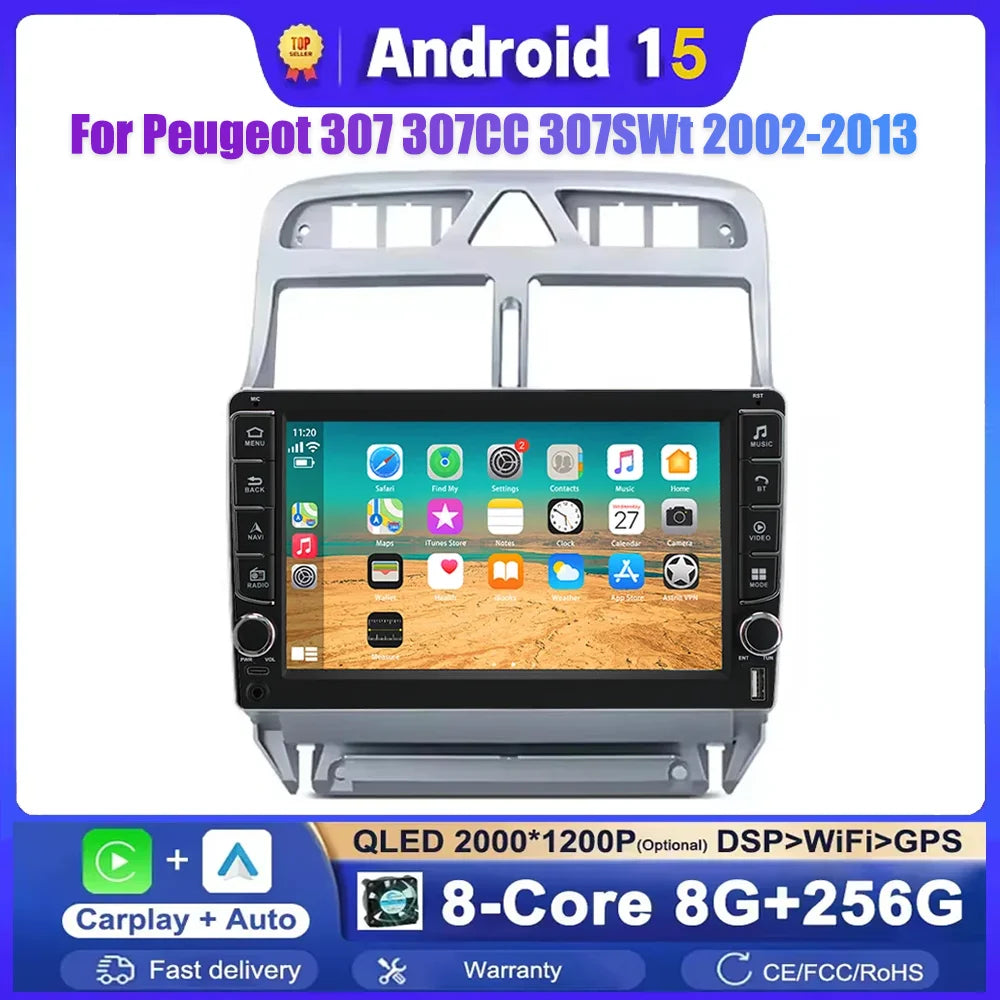 Android 15 Car Radio Multimedia Gps Navigation For Peugeot 307 307CC 307SW 2002 2003 2004  | AUTOKITSHOP