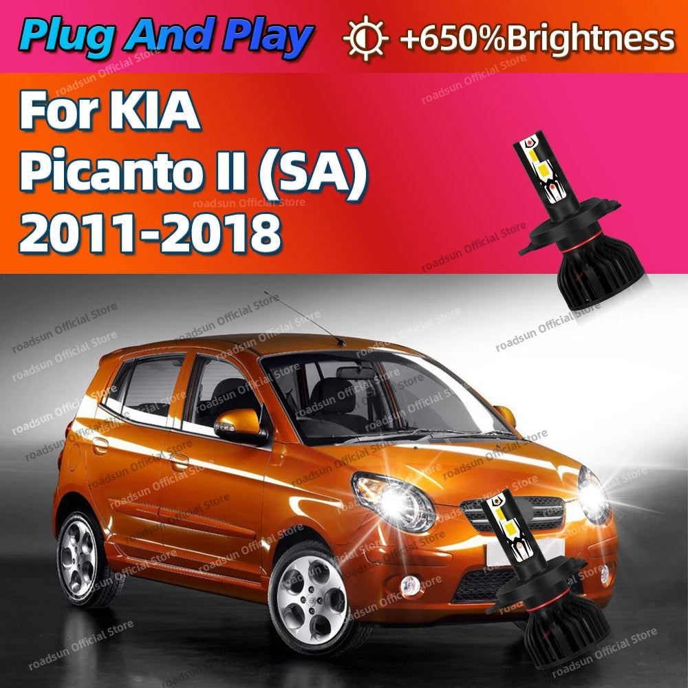 LED Car Headlight 6000K Auto Light Bulbs with Fan For KIA Picanto II SA 2011-2018 2012 201