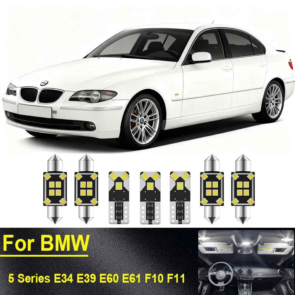 LED Interior Light Kit for BMW 5 Series E34 E39 E60 E61 F10 F11 1988- 2014 - Canbus Dome Map Door Trunk Bulbs | AUTOK...