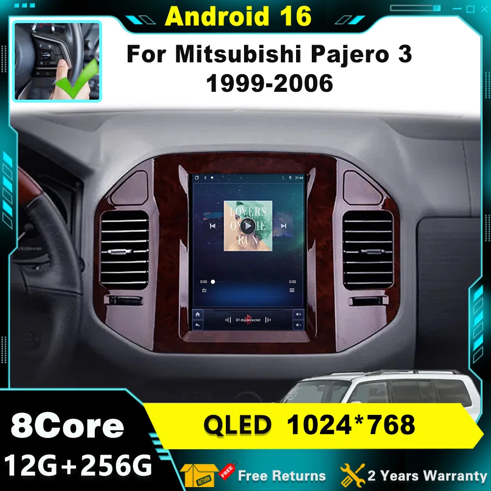 Car Multimedia Player For Mitsubishi Pajero 3 1999-2006 GPS 4G+WIFI Wireless CarPlay Intel