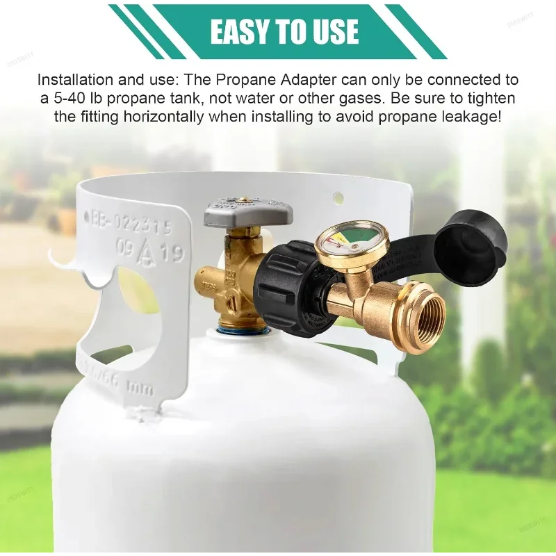Universal Fit QCC1 POL Propane Tank Adapter Brass 1/2Pcs Pressure Gauge Level Indicator for RV C - Automotive LED Light
