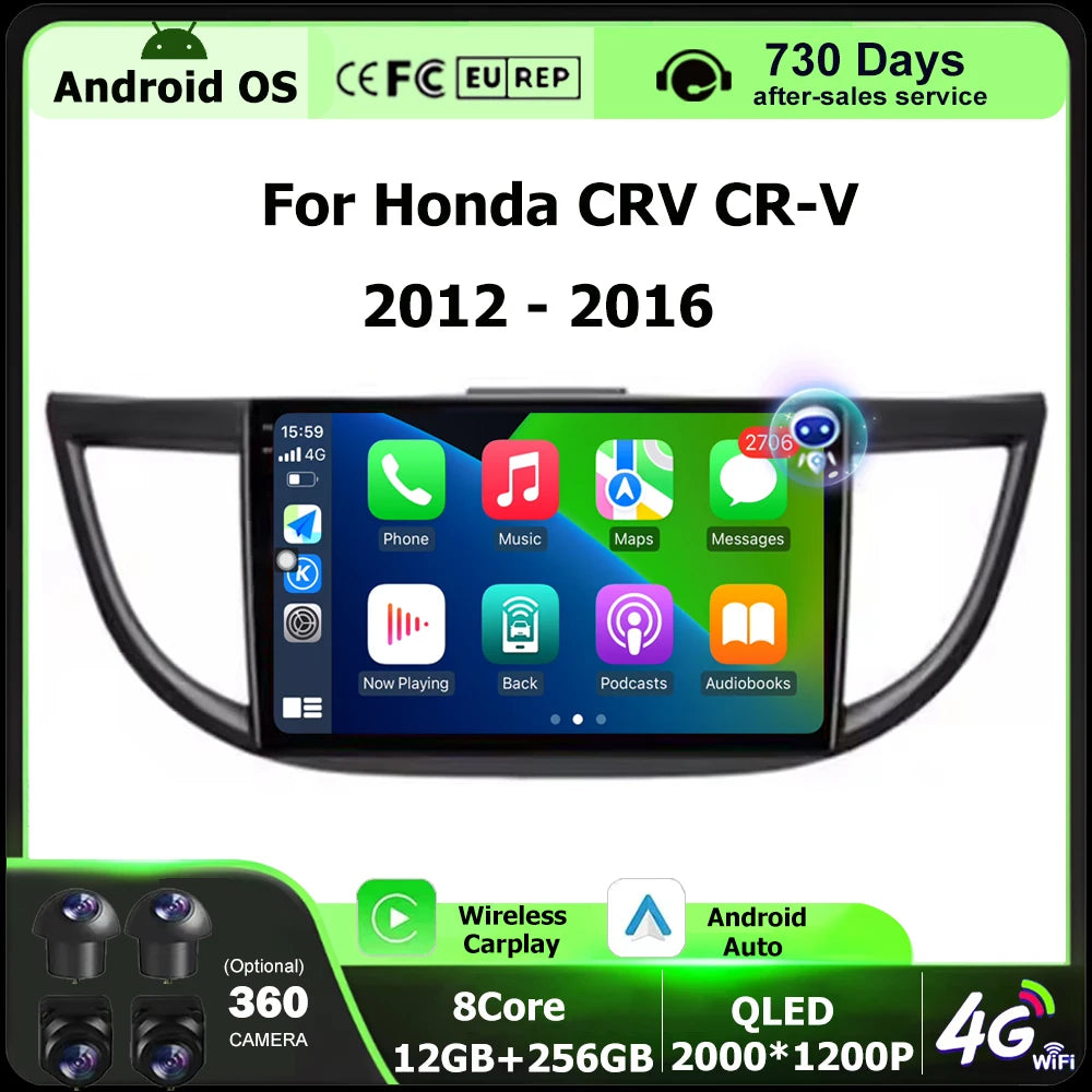 Car Radio Multimedia Video Player GPS Navigation Tools For Honda CRV CR-V 2012-2016 Androi