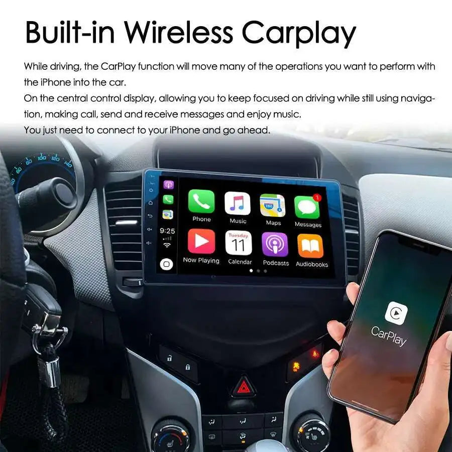 Car Radio For Chevrolet Cruze J300 2008-2014 Android 15 AI Voice GPS Navigation Multimedia
