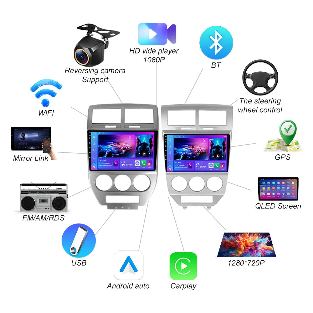 Android 16 For Dodge Caliber Jeep Compass 1 Mk Patriot 2006-2010 Multimedia Player Stereo  | AUTOKITSHOP