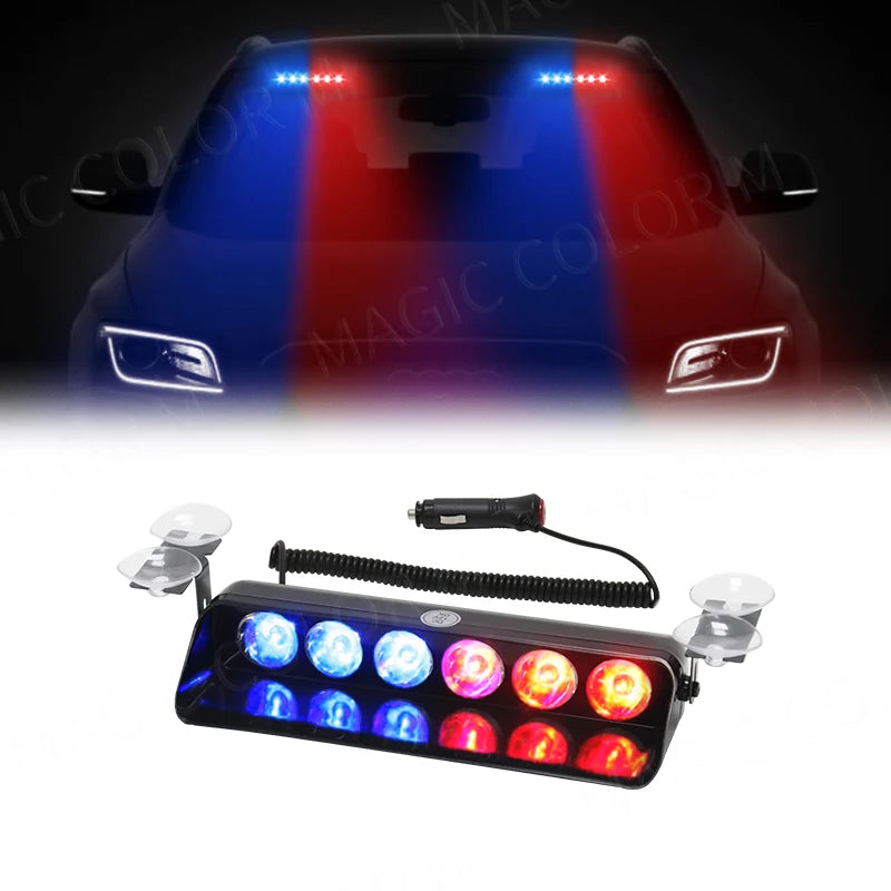 6 LED Car Strobe Light Police Fireman Emergency Front Windshield Flash Warning Signal Beac | AUTOKITSHOP
