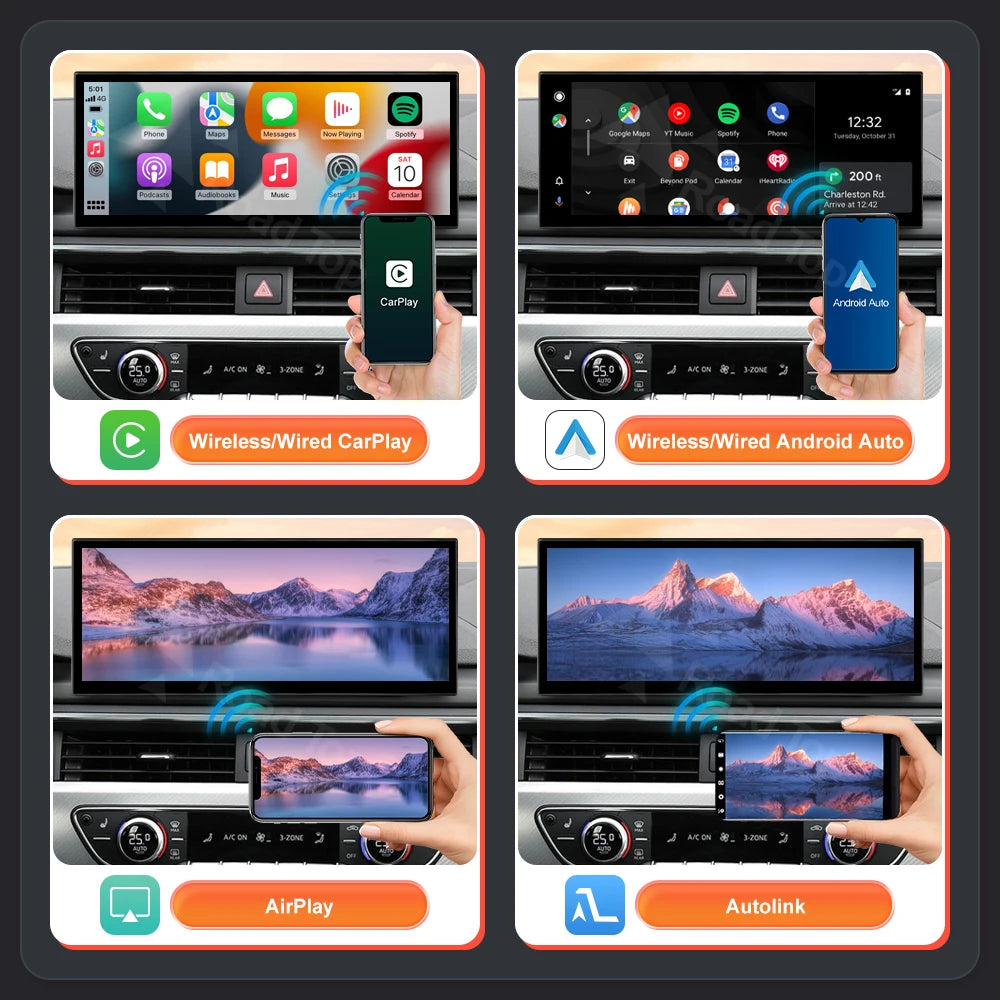 12.3'' Linux Screen Wireless CarPlay Car Multimedia Display For Audi A4 A5 2016-2019 with  | AUTOKITSHOP