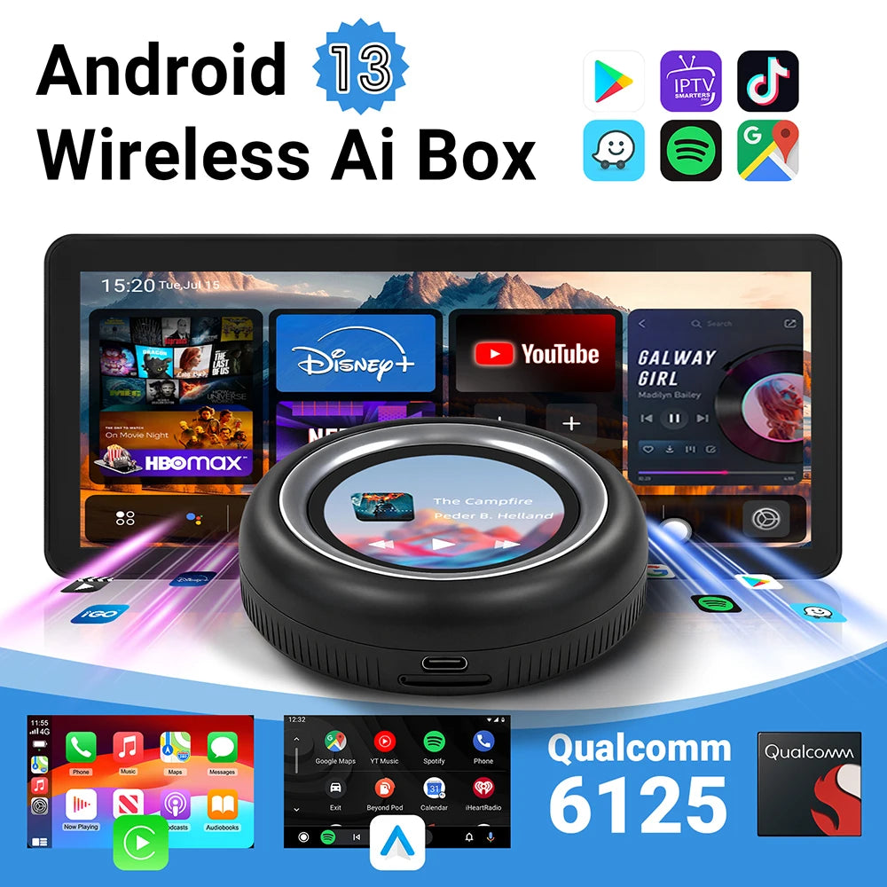 LEXXSON Ai Box Wireless Carplay Android Auto Adapter Android 13 Play Store Netflix Youtube | AUTOKITSHOP