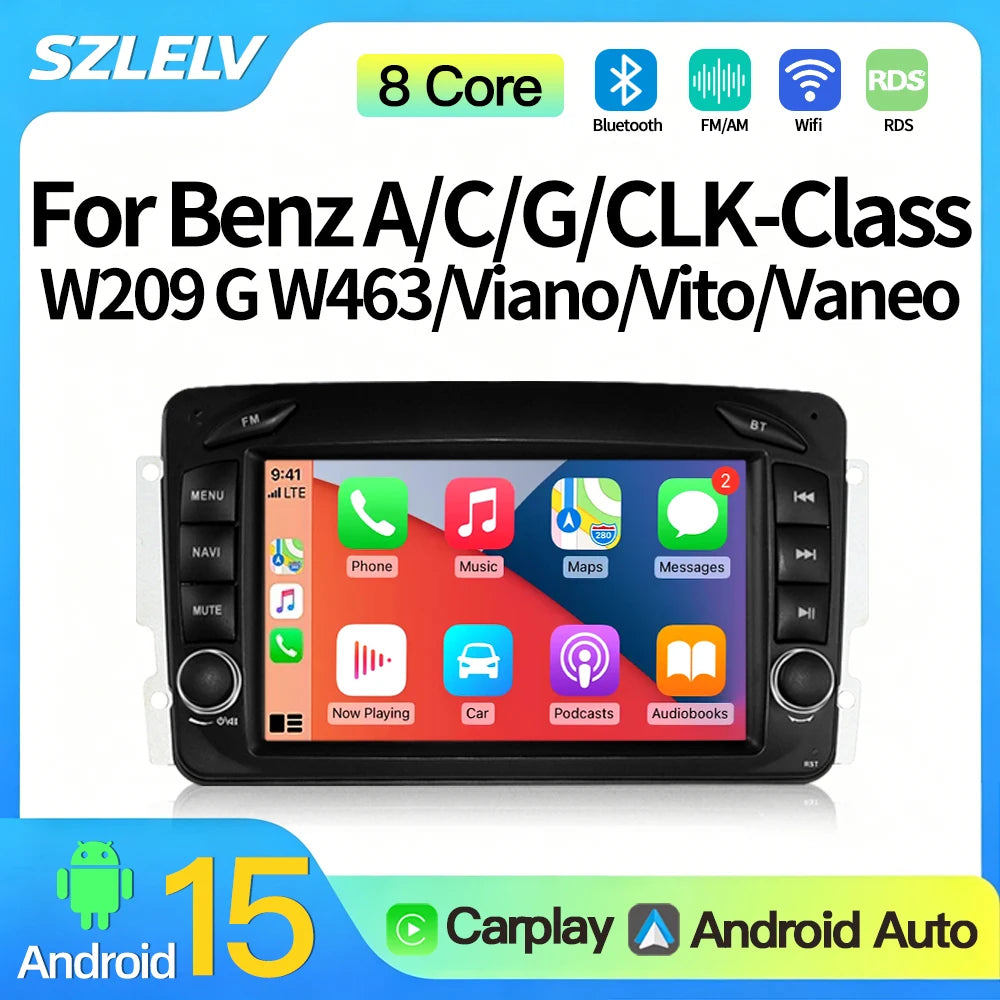 SZLELV Car Multimedia Android Auto CarPlay Video Player For Mercedes Benz CLK W209 W463 W2