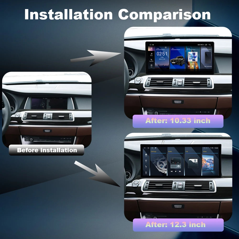 12.3" Wireless Carplay for BMW 5 Series Navi WIFI F07 GT 2010 - 2018 CIC NBT Android Syste