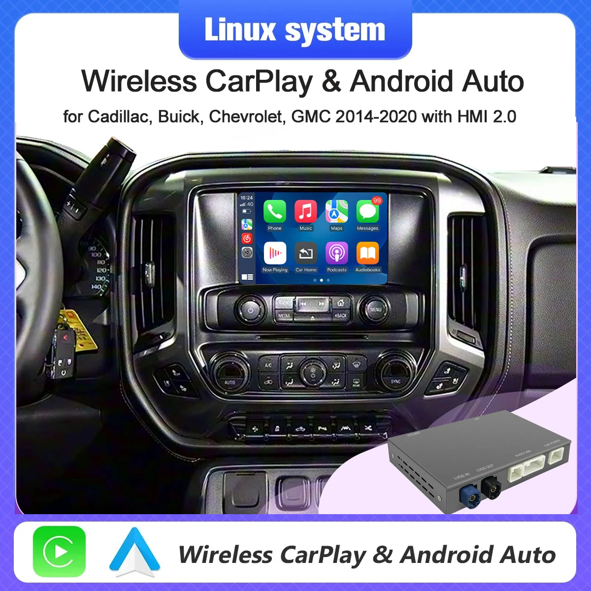 Wireless CarPlay and Android Auto Adapter for 2014-2018 Chevrolet Silverado/GMC Sierra Mod