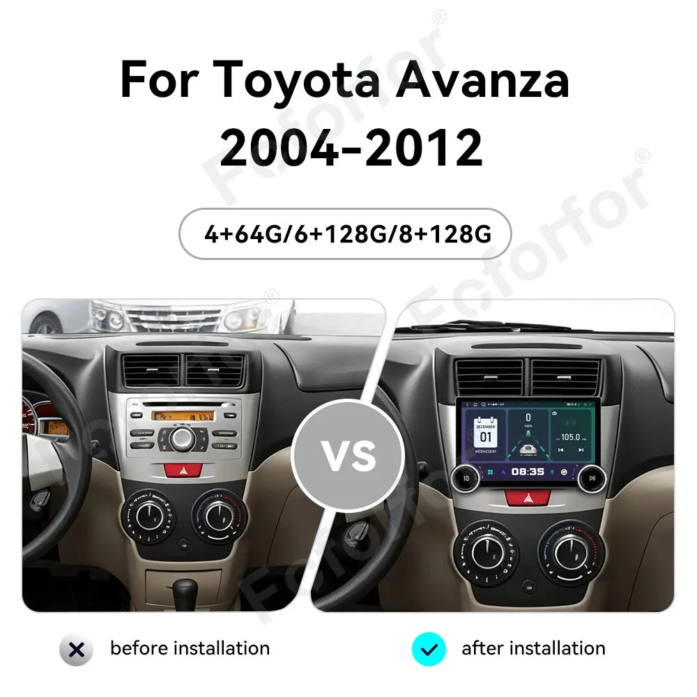 Advanced Android 15 Car Multimedia Player For Toyota Avanza 2004-2012 HD Display Wireless
