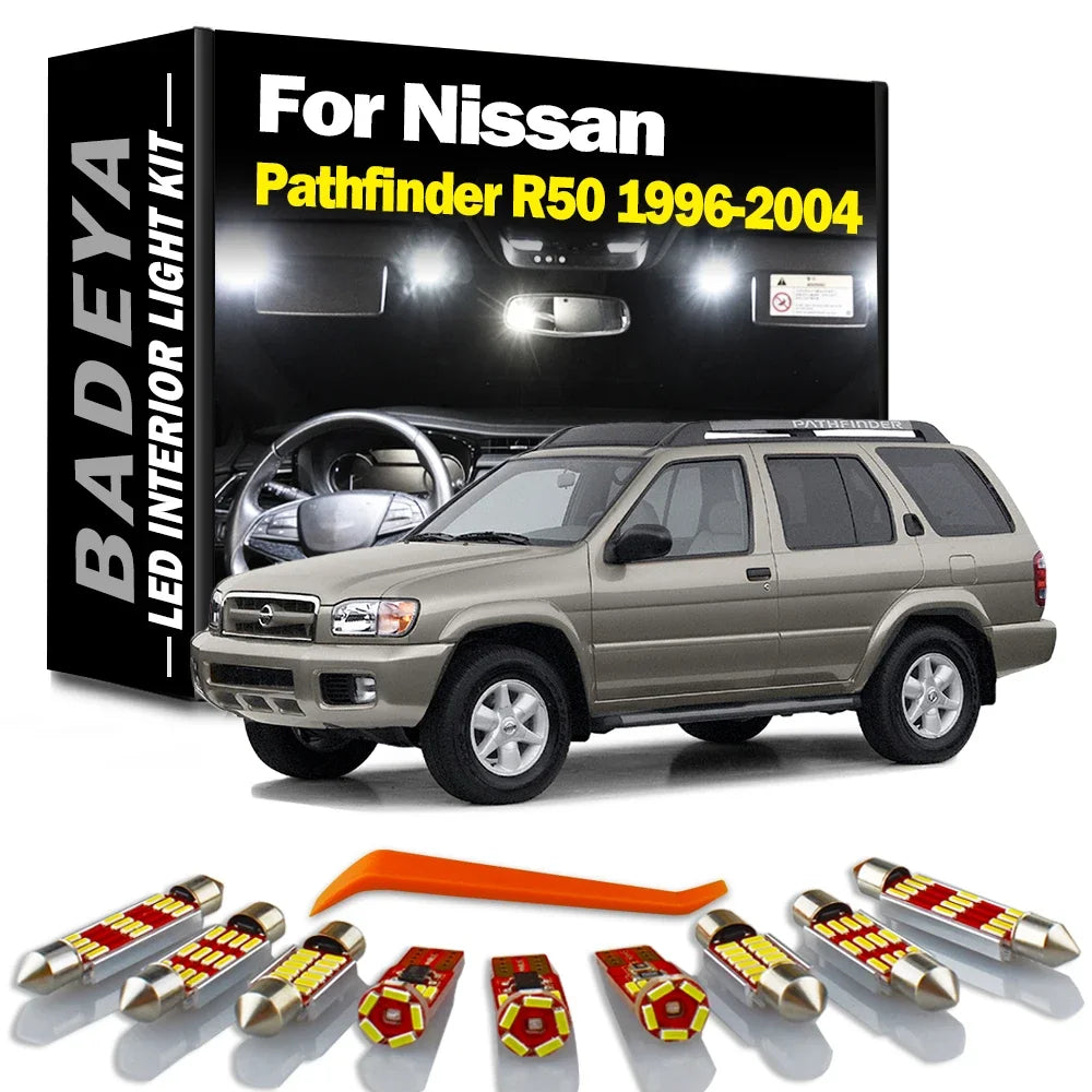 14-Piece LED Interior Light Kit for Nissan Pathfinder R50 1996- 1999 - Canbus Dome Map Door Trunk Bulbs | AUTOKITSHOP