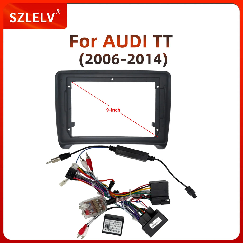 9 Inch Car Radio Dashboard Frame Panel For Audi TT A3 A4 2-DIN Stereo Kit Mounting Bracket