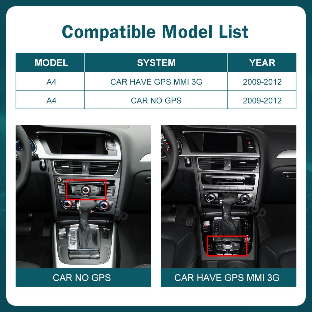 RoadTop 8.9 12.3 Inch Wireless CarPlay Multimedia Ultra-thin Screen Android Auto For Audi