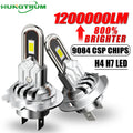 H7 H4 LED Headlight Canbus Error Free 1200000LM Super Bright Car Headlamp With Turbo Fan H
