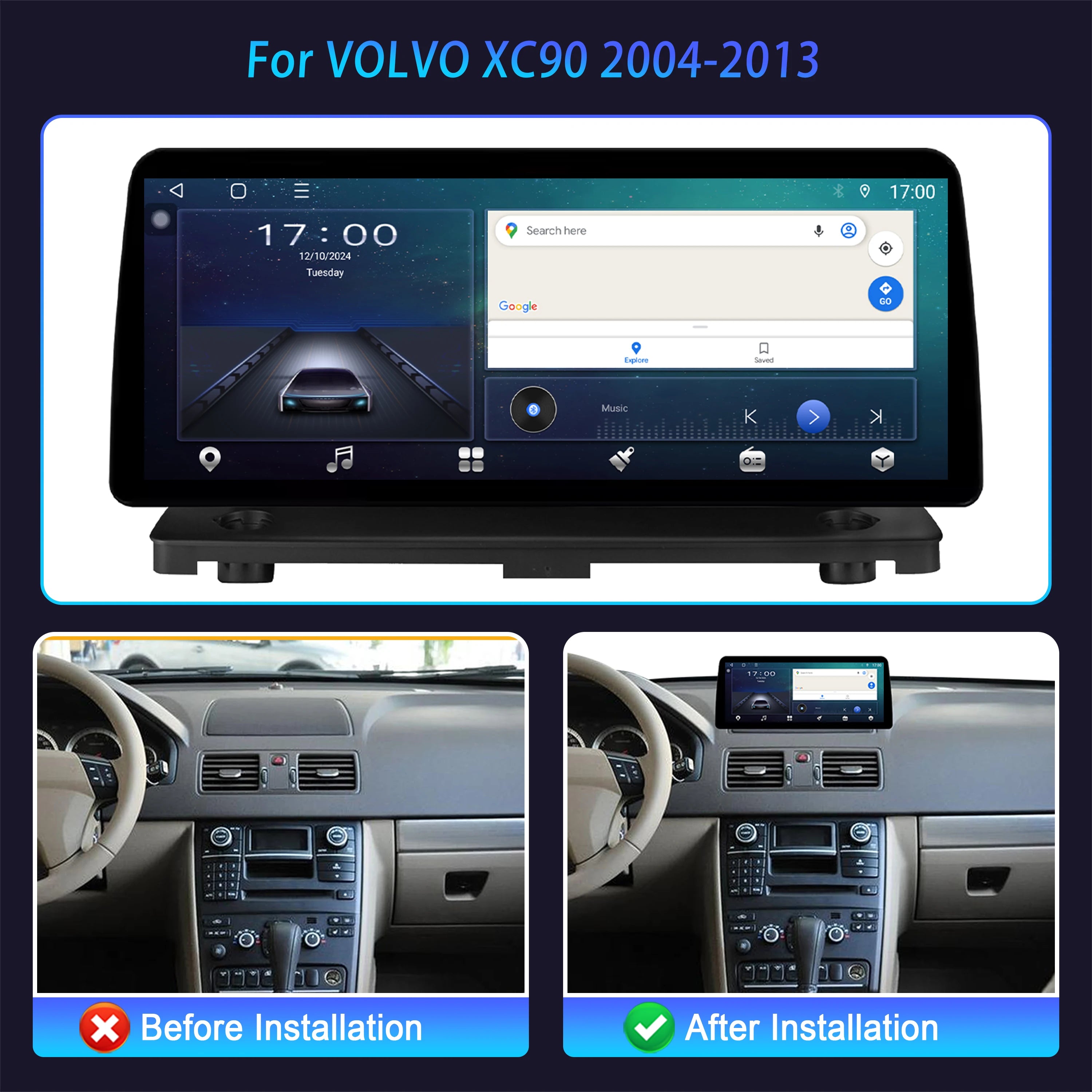 12.3 inch For VOLVO XC90 2004 2005 2006-2013 Car Radio Android Multimedia Wireless Carplay