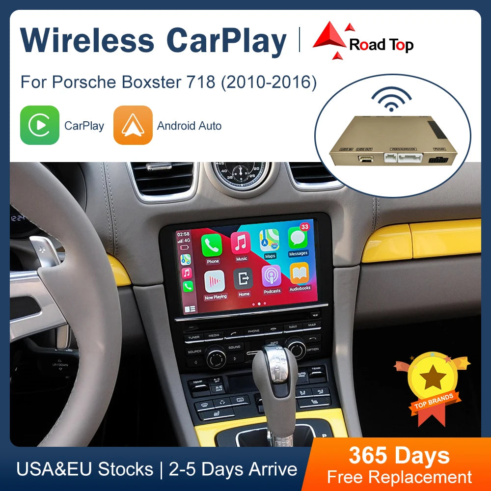 Road Top Wireless CarPlay for Porsche Boxster 718 PCM 3.1 System 2012-2015 with Android Au | AUTOKITSHOP