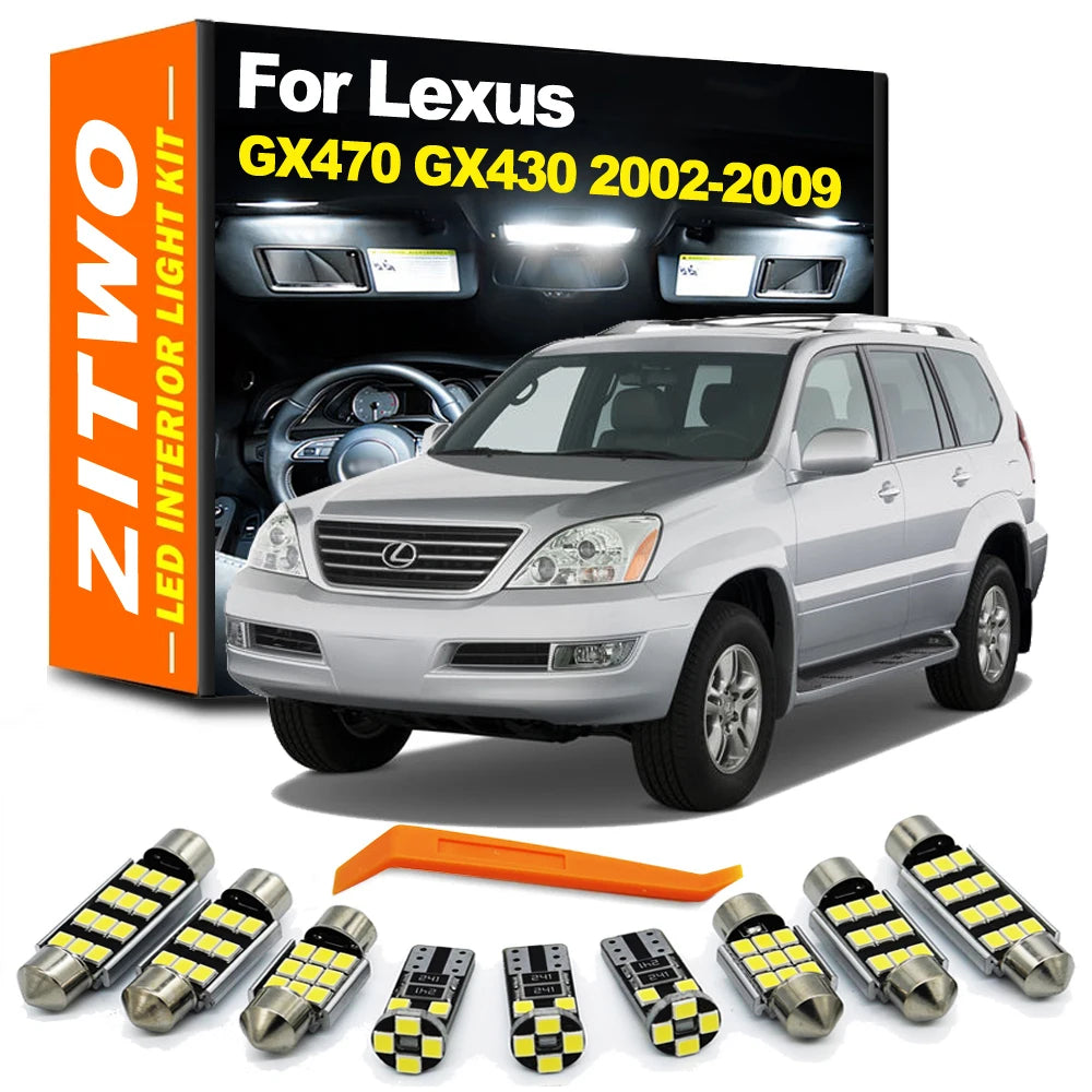 ZITWO 18Pcs Canbus LED Interior Map Reading Trunk Plate Light Kit For Lexus GX470 GX430 2002 2003 2004 2005 2006 2007 2008 2009