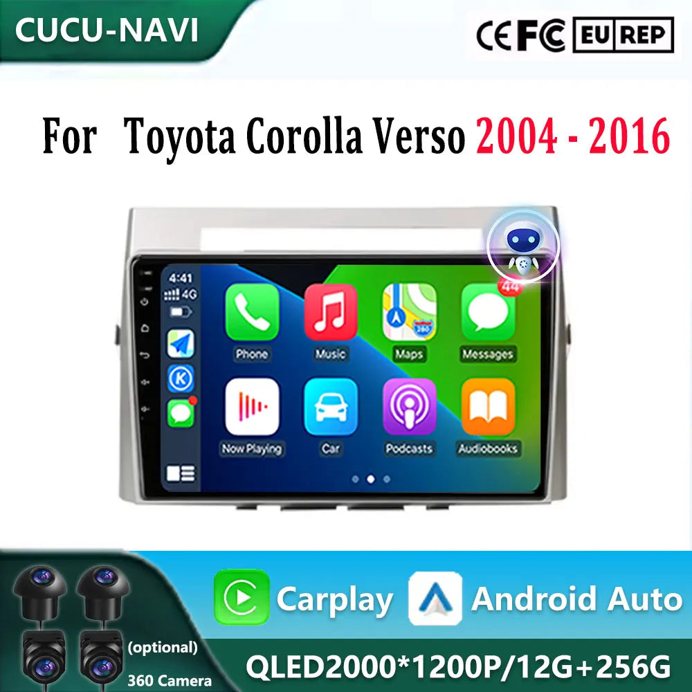Car Radio For Toyota Corolla Verso 2004 2005 2006 2007-2016 EZ Wireless Carplay Android au | AUTOKITSHOP