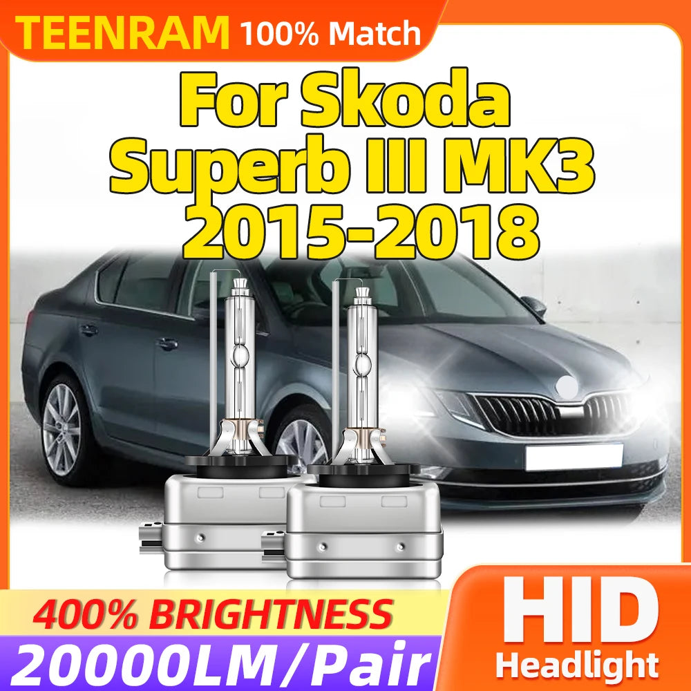 12V Turbo Auto Lamps 20000LM Plug And Play Xenon Headlight Bulbs 6000K White For Skoda Sup