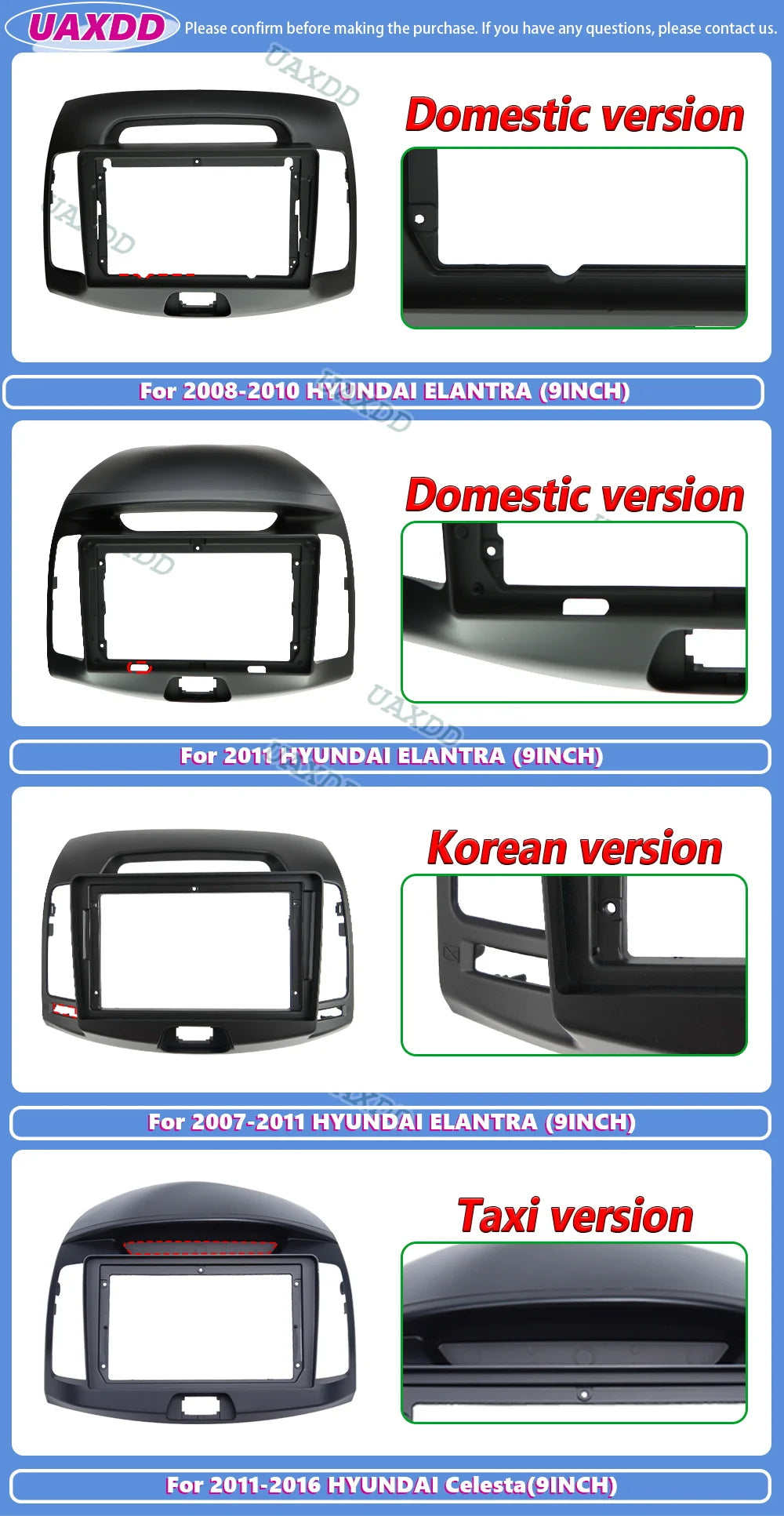 Autoradio For HYUNDAI ELANTRA 2007-2016 9inch Android MP5 lecteur GPS unite principale 2Di