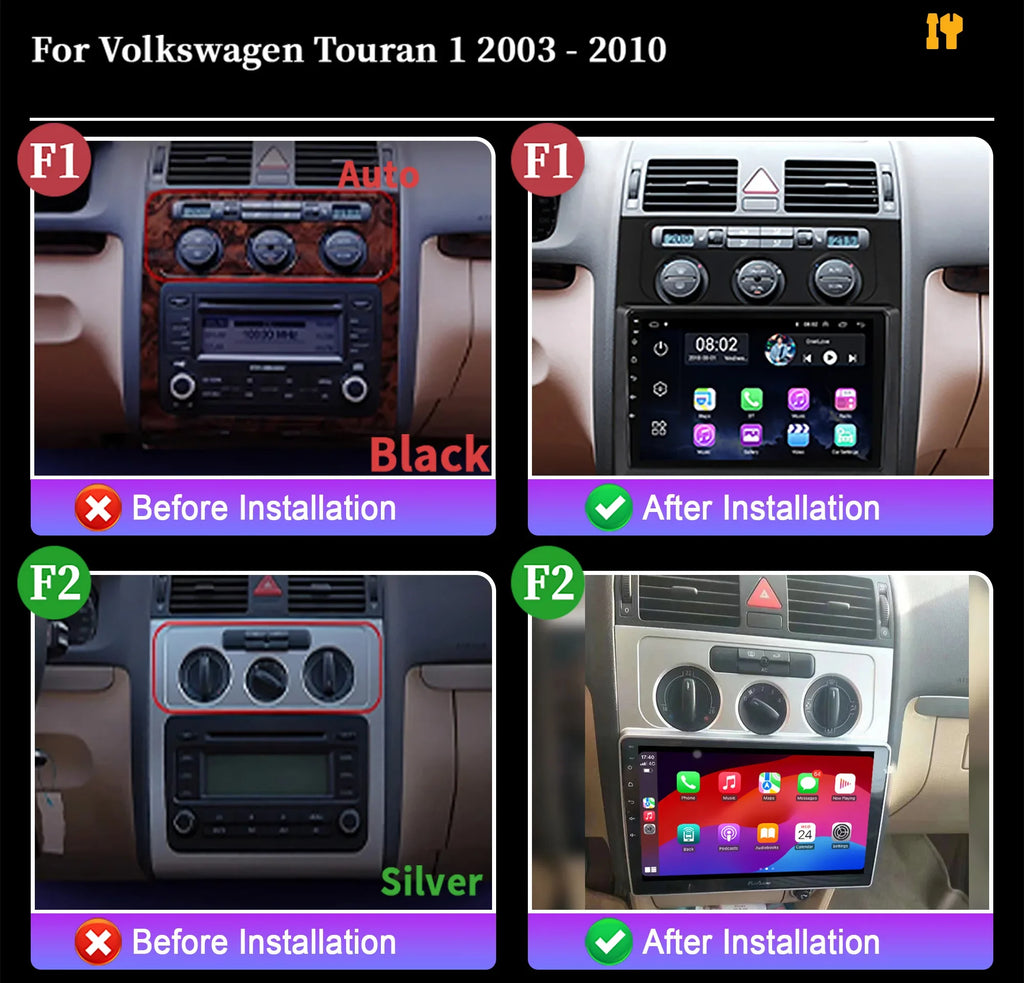 10" Car Radio For Volkswagen Touran 1 2003-2010 Android 16 Wireless BT Carplay Multimedia