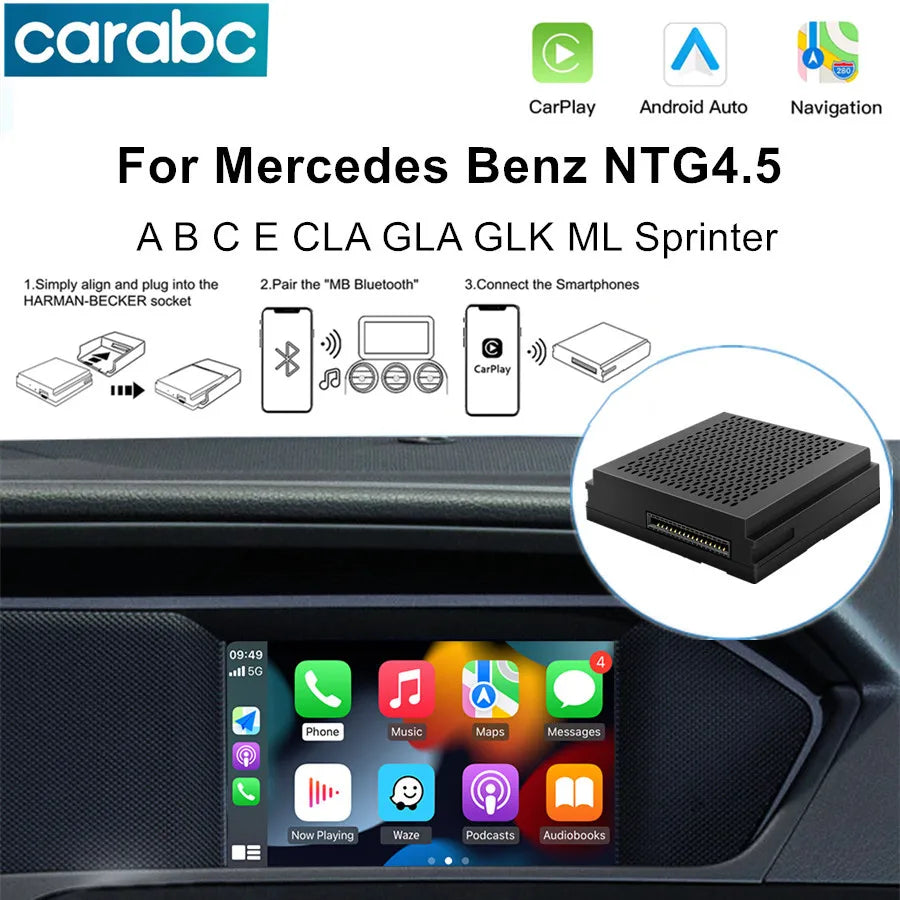 CARABC Wireless Carplay Android Auto Navigation For Mercedes Benz A B C E CLA GLA GLK ML S