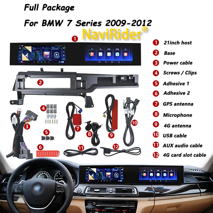 21" Curved Dual Screen Car Radio For BMW 7 Series F01 F02 F04 2009-2015 Android Carplay GP | AUTOKITSHOP