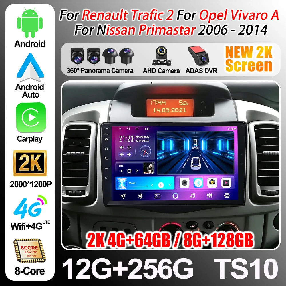 Android 16 For Renault Trafic 2 For Opel Vivaro A For Nissan Primastar 2006-2014 Car Radio | AUTOKITSHOP