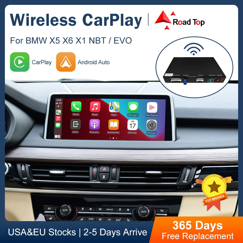 Road Top Wireless CarPlay Android Auto for BMW NBT EVO X5 F15 X6 F16 2014-2020 X1 F48 2016 | AUTOKITSHOP