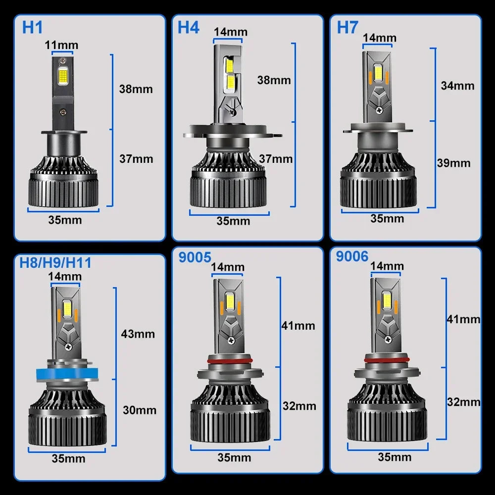 DOMX 400W 120000LM H7 H4 H11 LED Headlight High Power Canbus H1 H8 H9 9005 HB3 9006 HB4 Tu