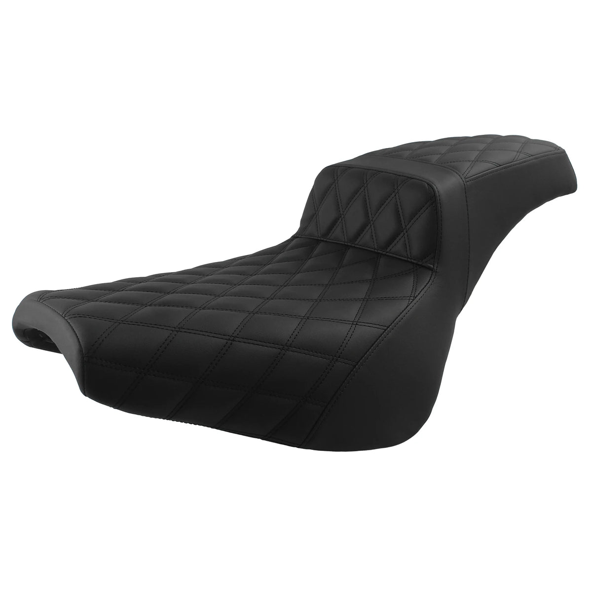 Black Two Up Motorcycle Complete Seat Driver & Passenger Cushion For Harley Softail Street Bob F - Automotive LED Light