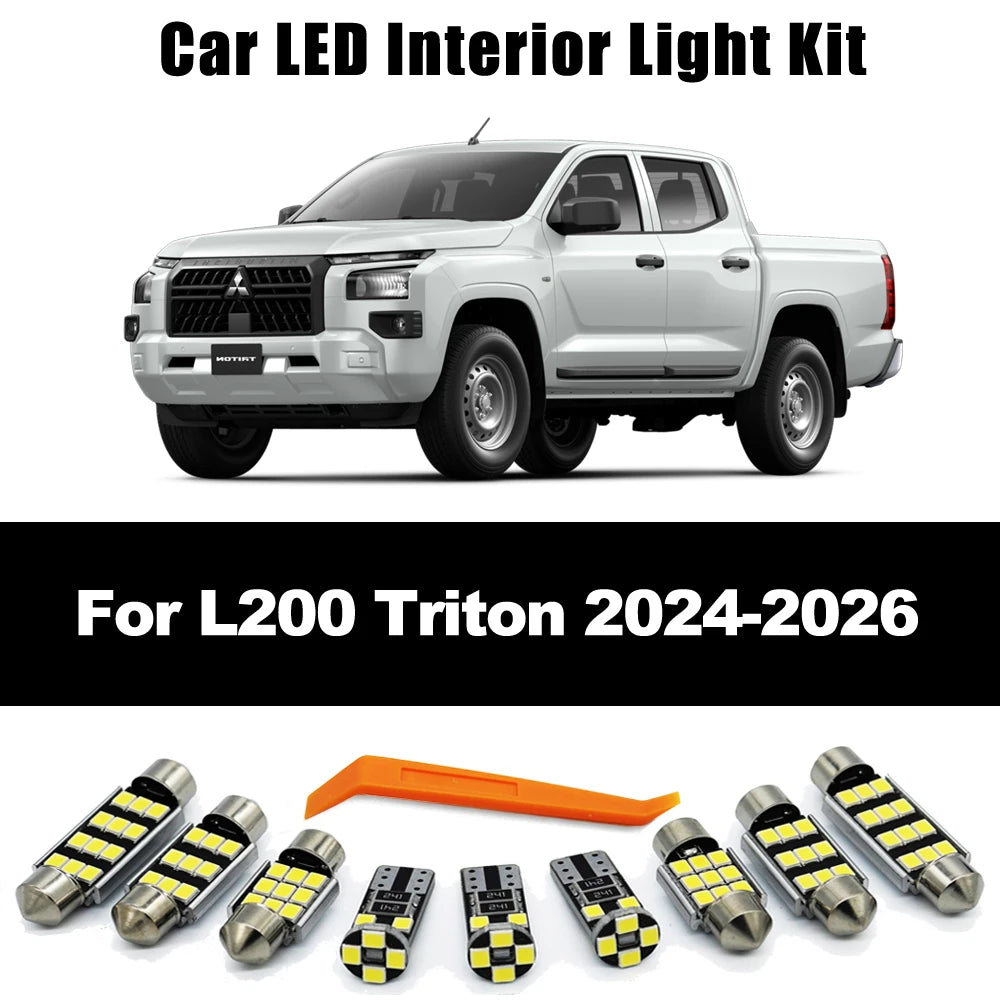 ZITWO 9Pcs For All New Mitsubishi L200 Triton 2024 2025 2026 LED Bulb Interior Map Dome Reading License Plate Light Kit Canbus