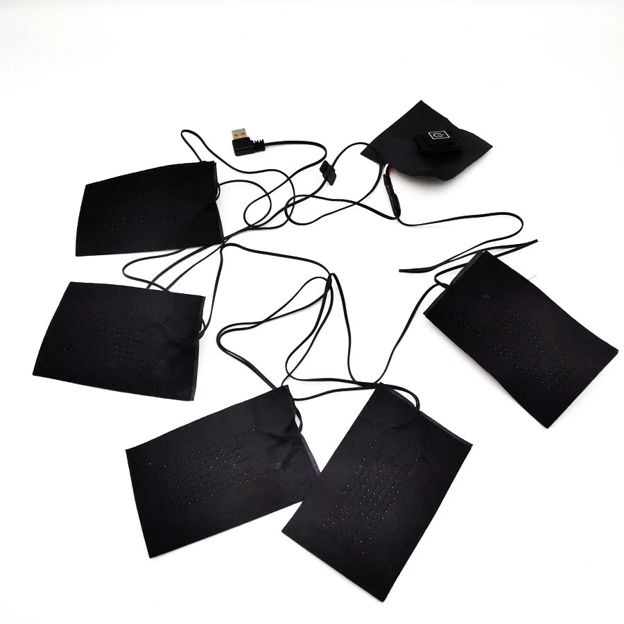 5 in 1 USB Electric Heated Jacket Heating Pad Themal Warm Winter Car Heating Vest Pads sup