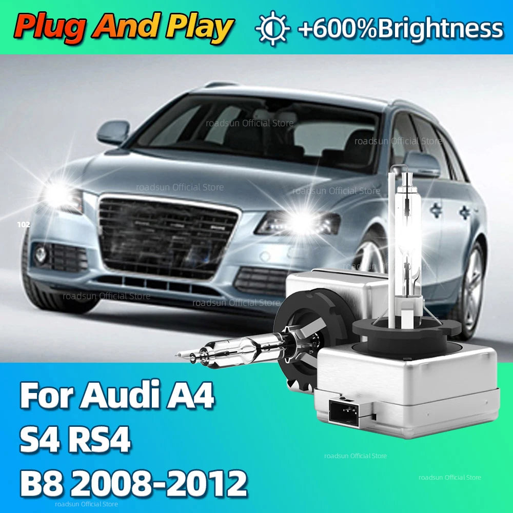 Xenon HID Car Headlight 6000K Light D3S 10000LM Bright Replacement Bulb For Audi A4 S4 RS4