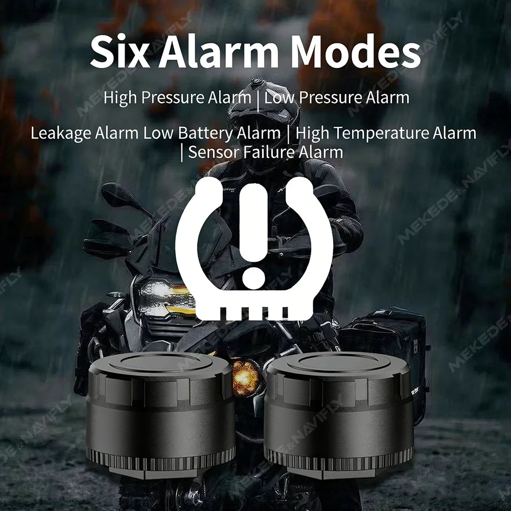 BT5.4 Wireless TPMS for Motorcycles Truck Car App Real-Time Tire Pressure Temperature Moni | AUTOKITSHOP