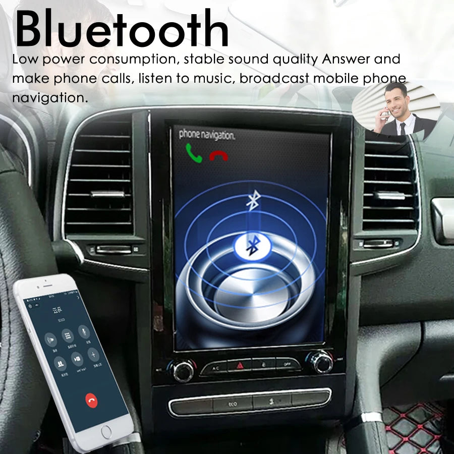 Android 14 Tesla Style IPS Vertical HD Screen Car GPS Radio Navigation Player For Renault
