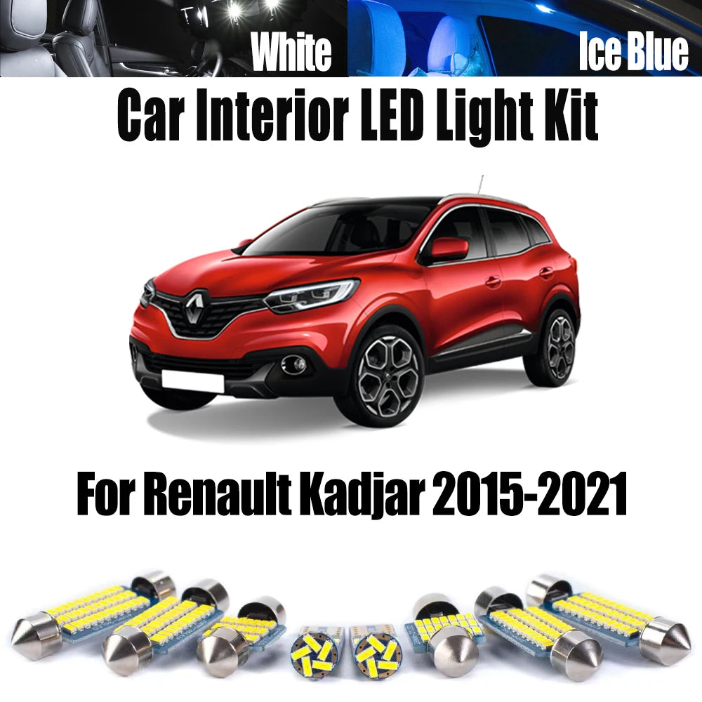 14-Piece LED Interior Light Kit for Renault Kadjar 2015- 2019 - Canbus Dome Map Door Trunk Bulbs | AUTOKITSHOP