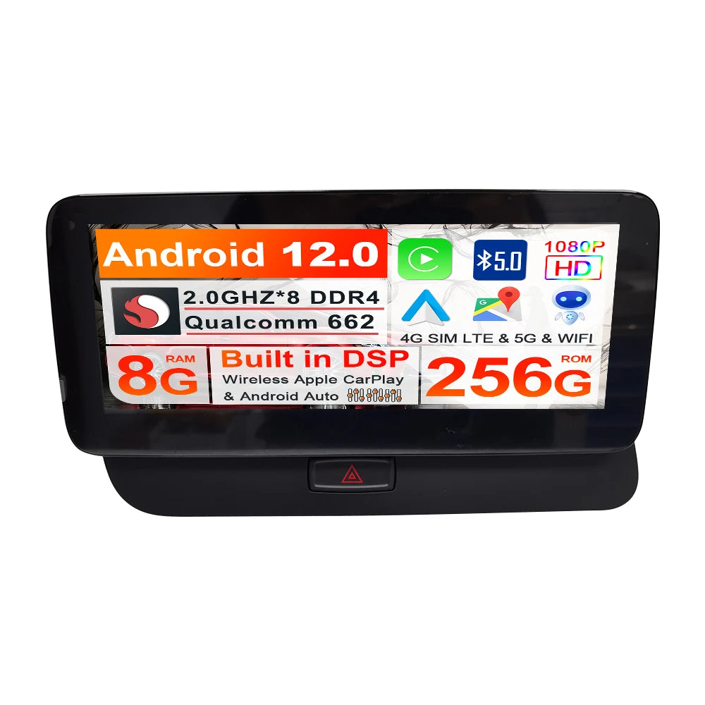 10.25 Carplay Android 13 For Audi Q5 2009-2015 Car GPS Navigation Multimedia Player Car St