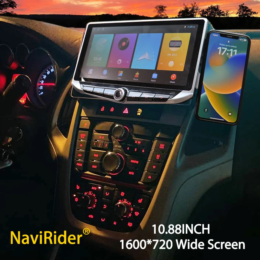 10.88inch Android 14 Qled Screen For Opel Astra J Buick Excelle Type-C Charging GPS Multim
