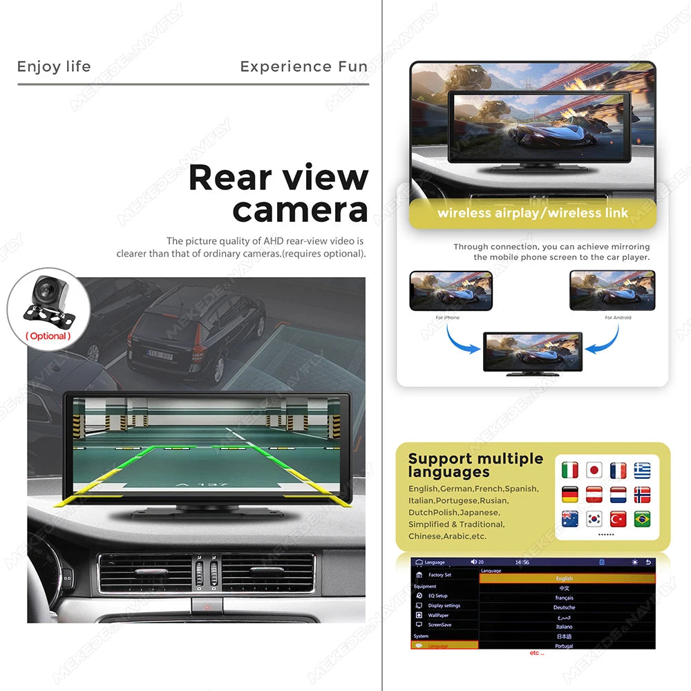 Wireless for Apple Carplay Android Auto Mirror Link 6.86/10.26'' Display Car Central Contr | AUTOKITSHOP