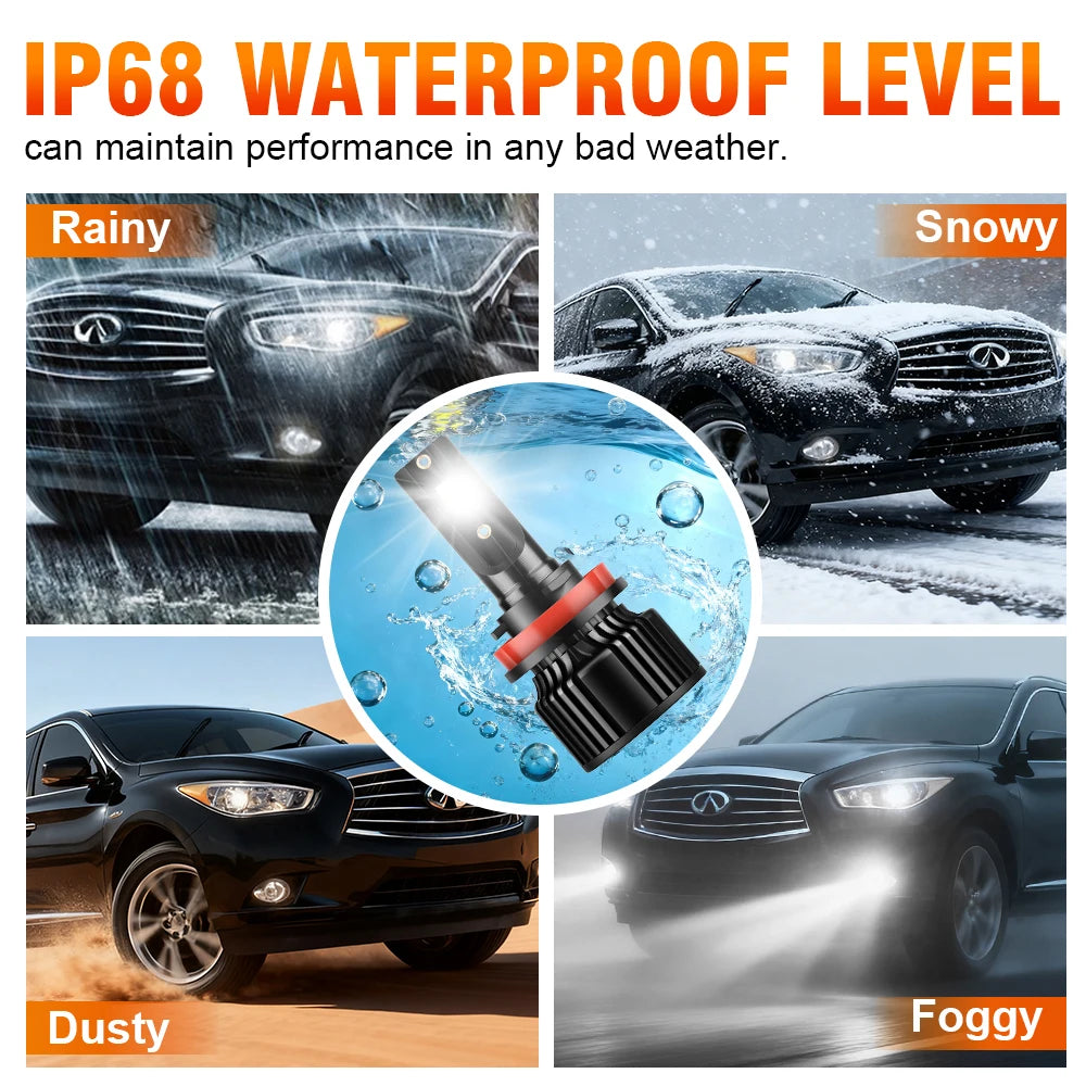 30000LM High Low Beam 9005 H11 LED Headlight Bulbs 150W High Power 6000K Super White LED F