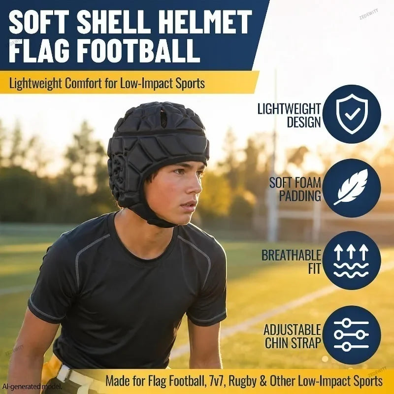 For Adult Unisex Sports Training EVA Padded Shockproof Head Guard Protective Helmet Rugby Footba - Automotive LED Light