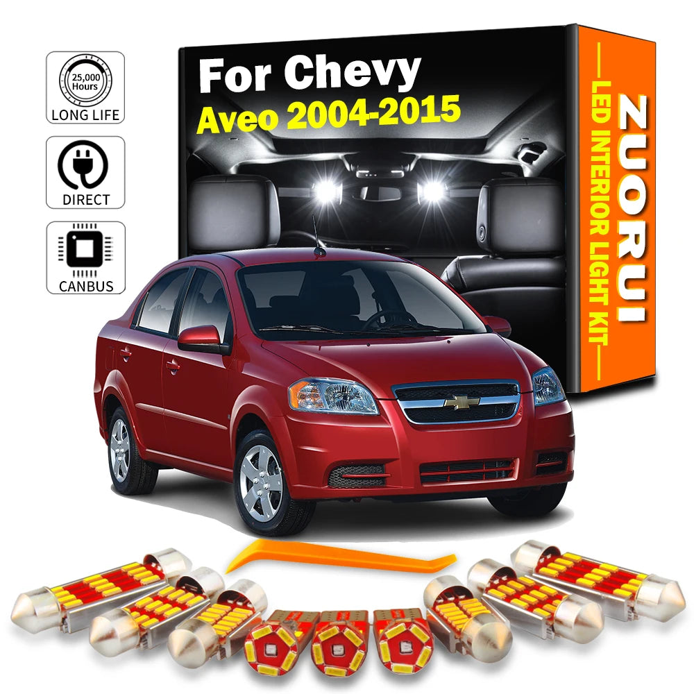 LED Interior Light Kit for Chevrolet Chevy Aveo - Canbus Error-Free Bulbs | AUTOKITSHOP