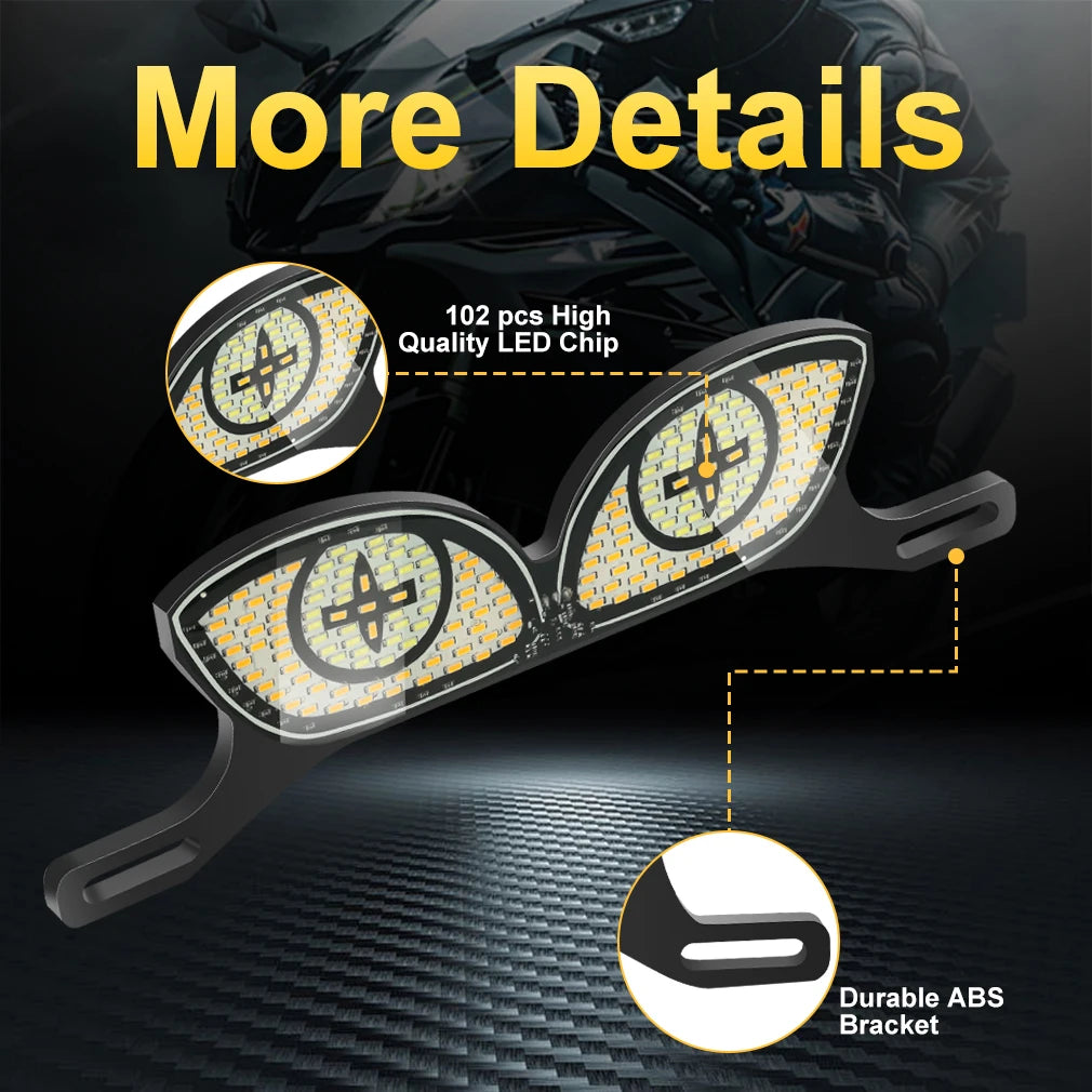 TOAUTO LED Light Motorcycle Signal Light 12V Tail Light 102PCS LED Chip Motorcycle Devil's