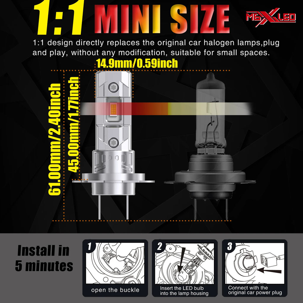 H7 Led Headlight Canbus High Power Car Bulb White Auto Fog Lights Moto Turbo Diode Lamp 12