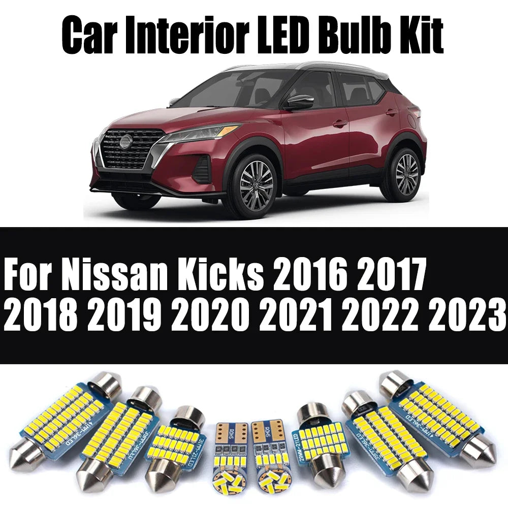 11-Piece LED Interior Light Kit for Nissan Kicks 2016- 2019 - Canbus Dome Map Door Trunk Bulbs | AUTOKITSHOP