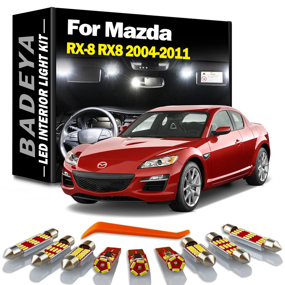 BADEYA 14Pcs Car LED Interior Sunvisor Dome Map Light Kit For Mazda RX-8 RX8 2004- 2007 20